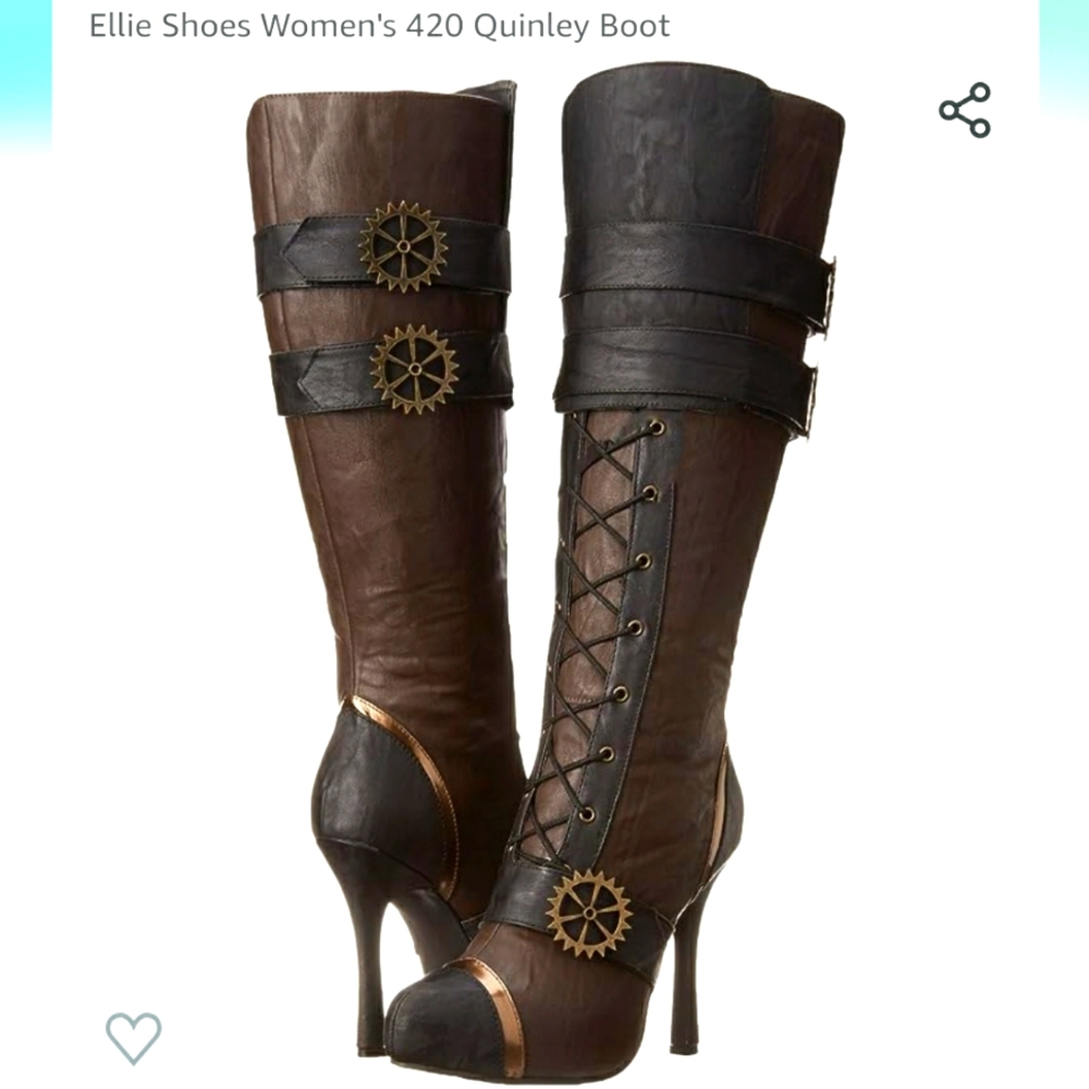 NWT Ellie Brown & Black Steampunk Boots Size 8